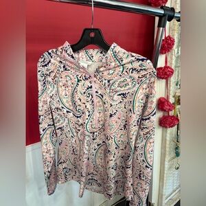 Sigrid Olsen Pink and Blue Paisley Hoodie